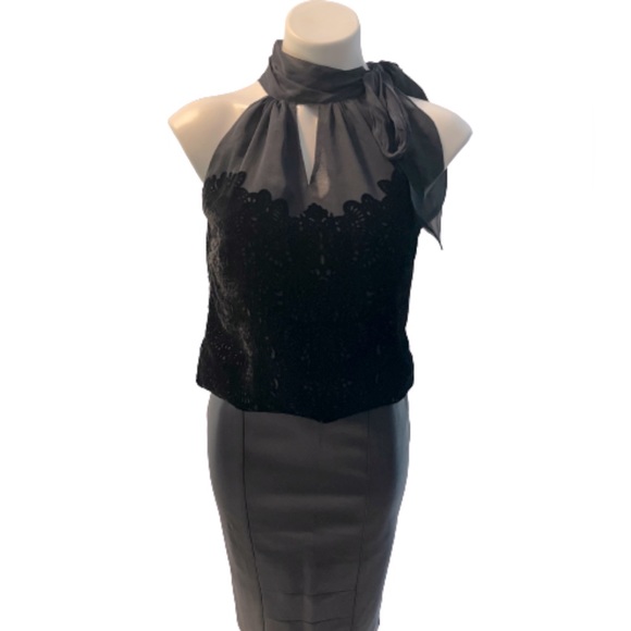 White House Black Market Tops - WHBM Halter Style Tie Ribbon Silky Blouse